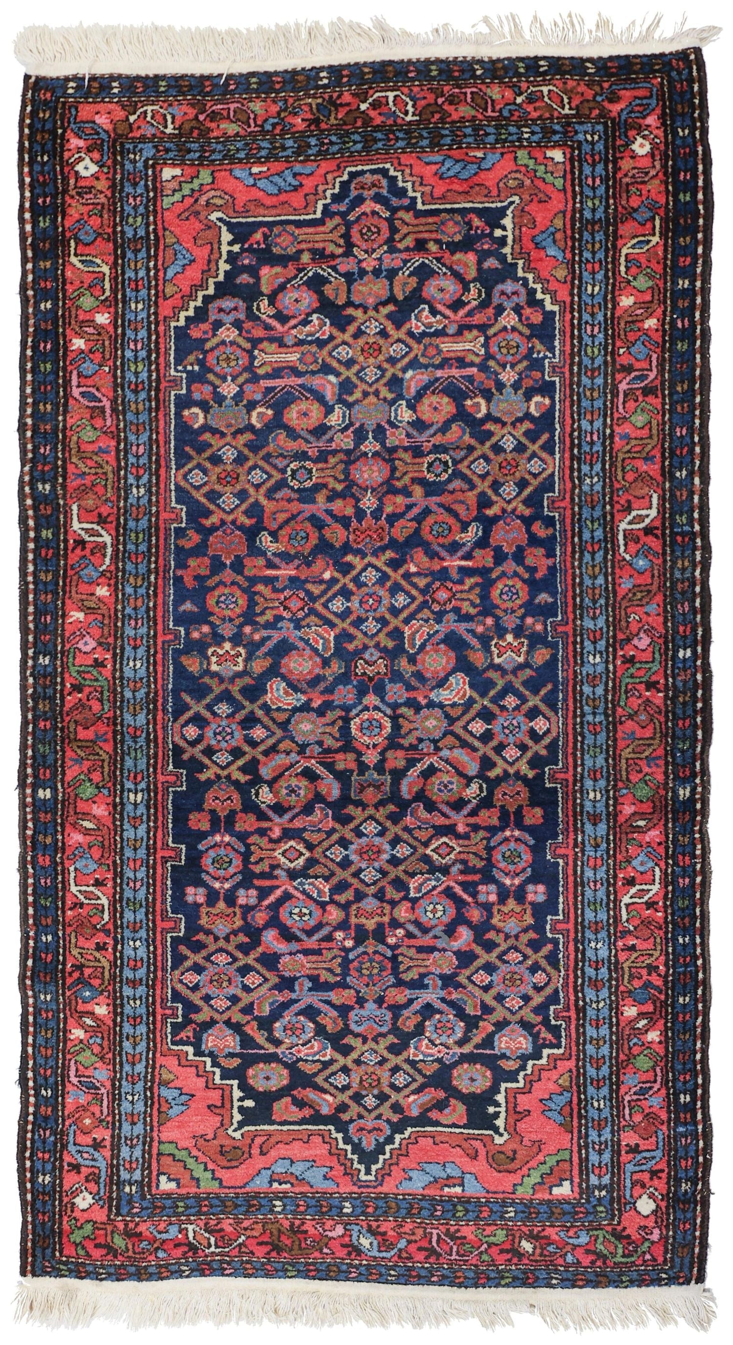 Antique Hamadan Handwoven Tribal Rug