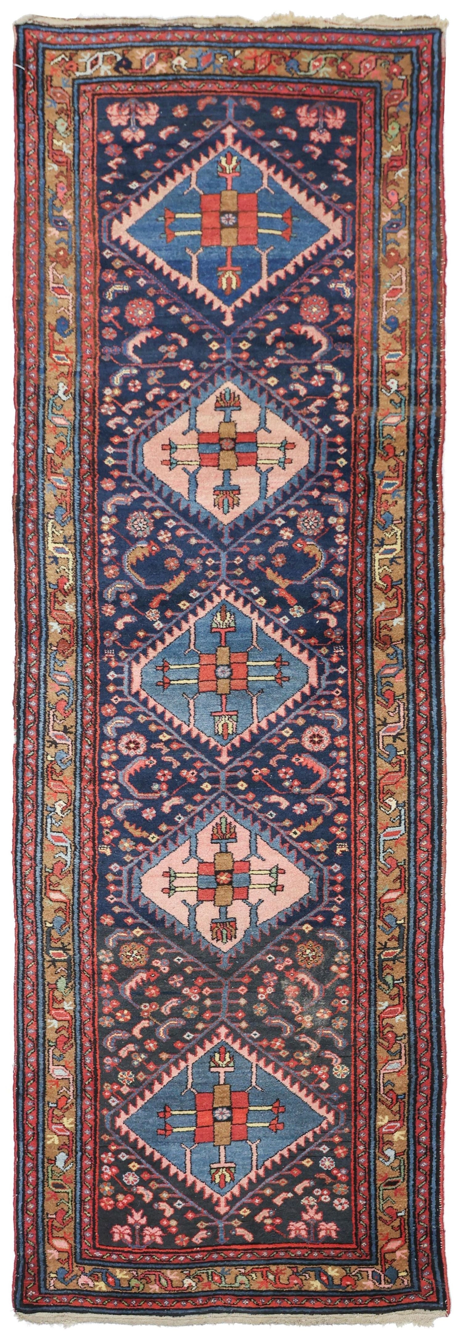 Antique Hamadan Handwoven Tribal Rug