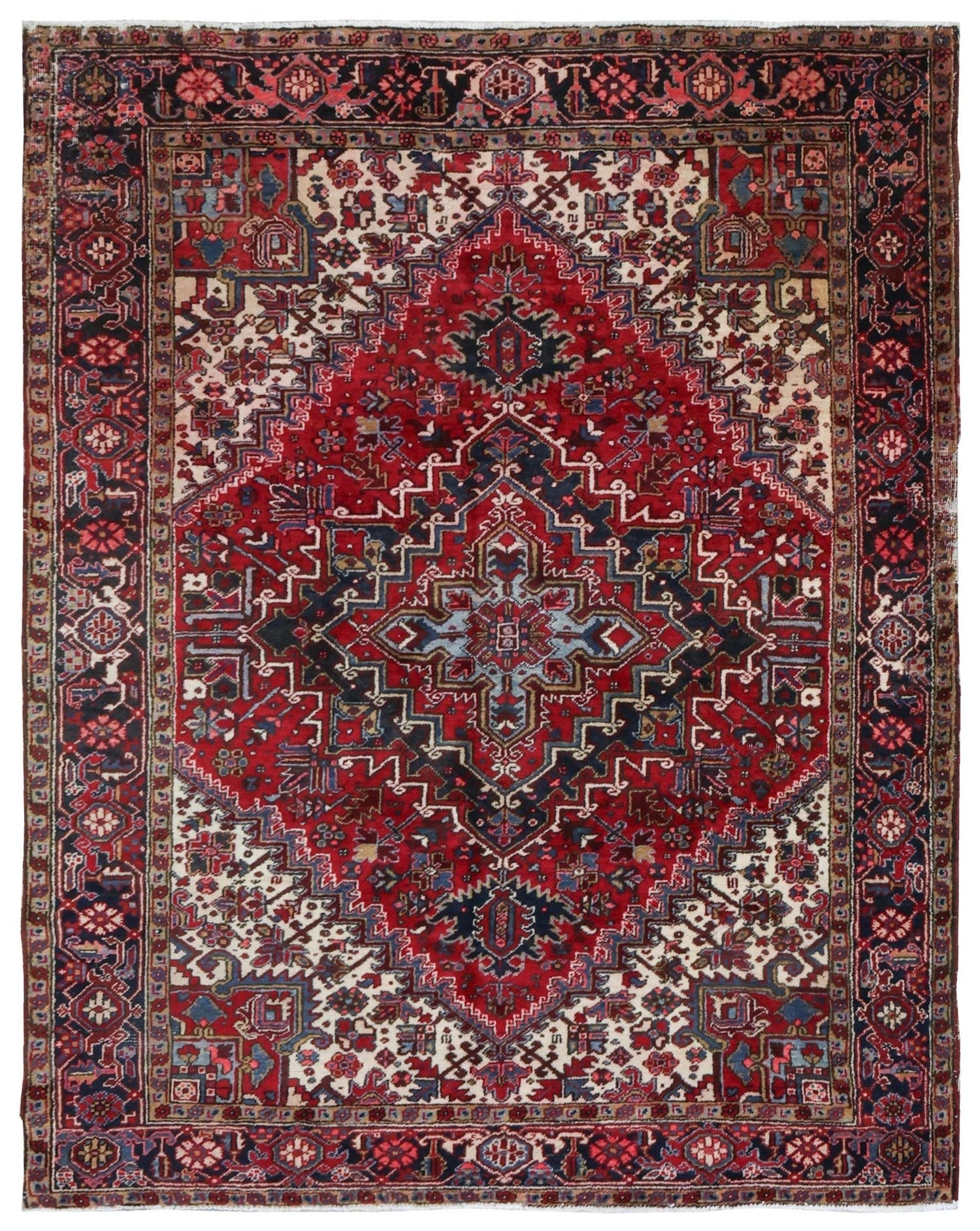 Vintage Heriz Handwoven Tribal Rug