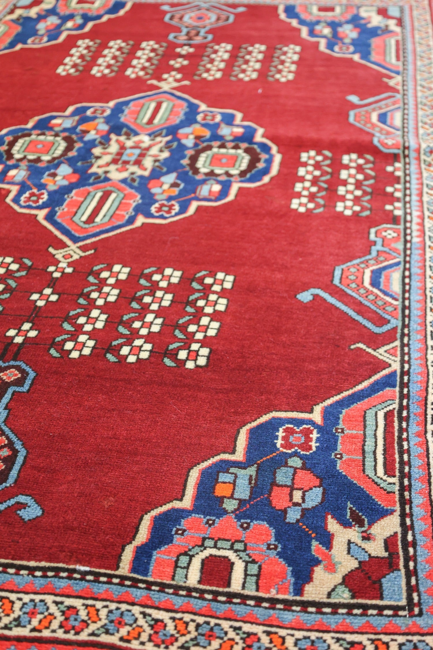 Vintage Karabagh Handwoven Tribal Rug, J75086