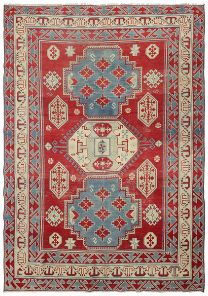 Vintage Kazak Handwoven Tribal Rug