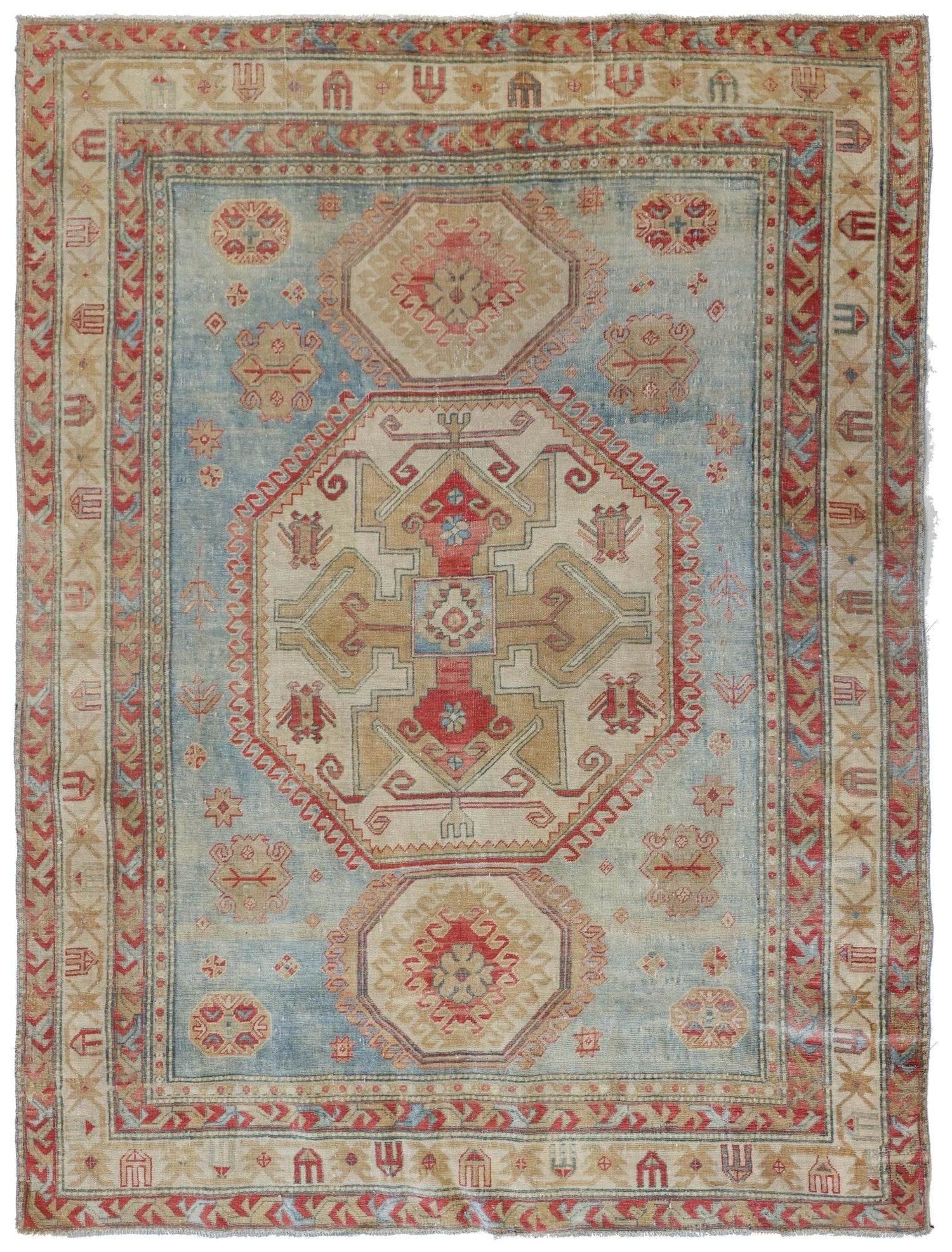 Vintage Kazak Handwoven Tribal Rug