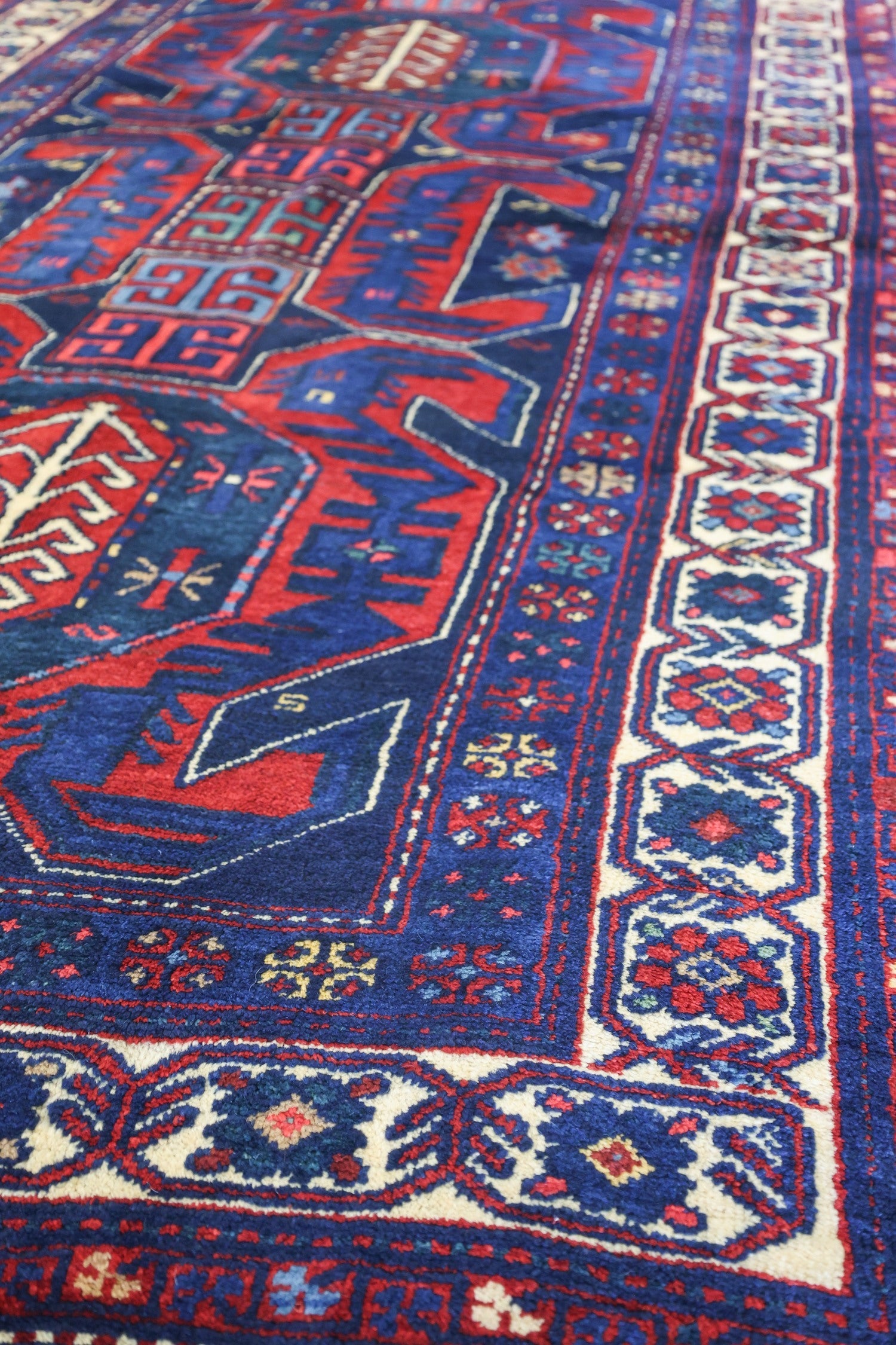 Antique Kazak Handwoven Tribal Rug, J75082