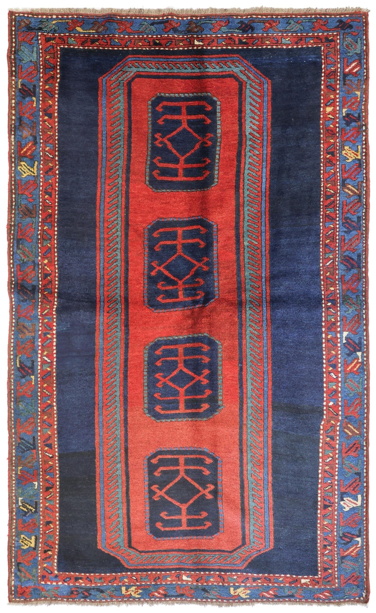 Antique Kazak Handwoven Tribal Rug