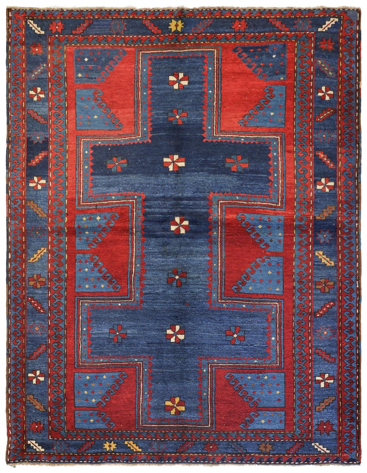 Antique Kazak Handwoven Tribal Rug