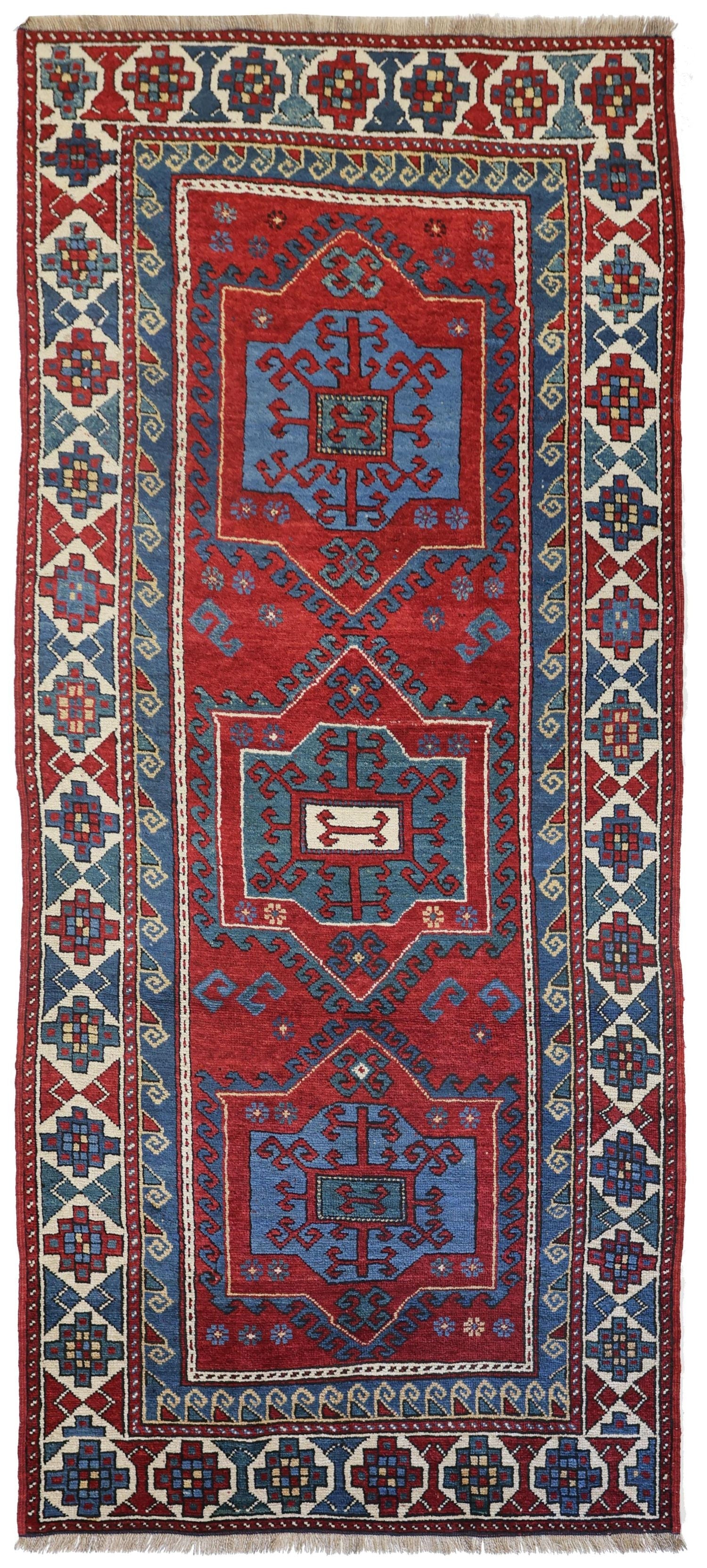 Antique Kazak Handwoven Tribal Rug