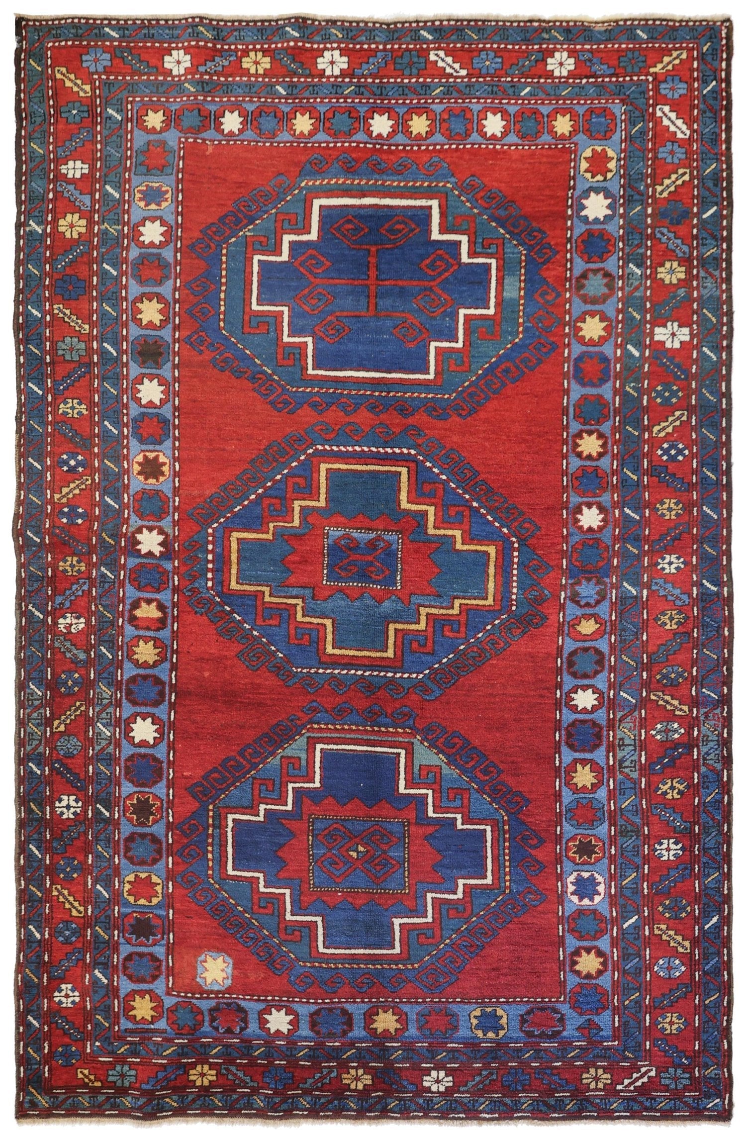 Antique Kazak Handwoven Tribal Rug