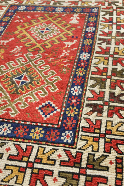 Antique Kazak Handwoven Tribal Rug, J75404