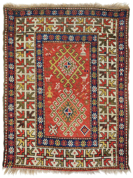 Antique Kazak Handwoven Tribal Rug