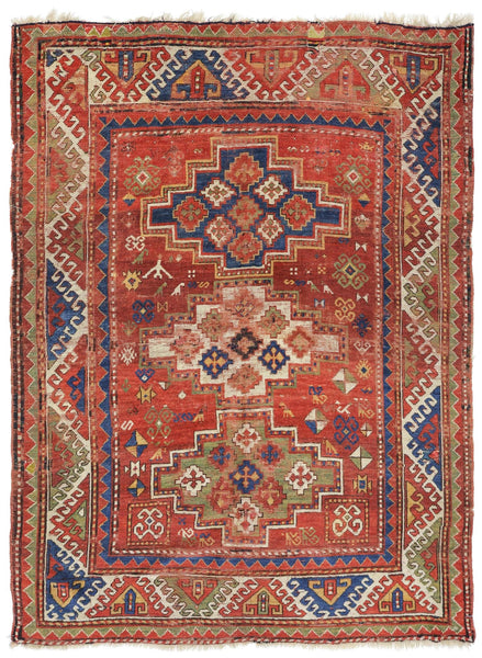 Vintage Kazak Handwoven Tribal Rug