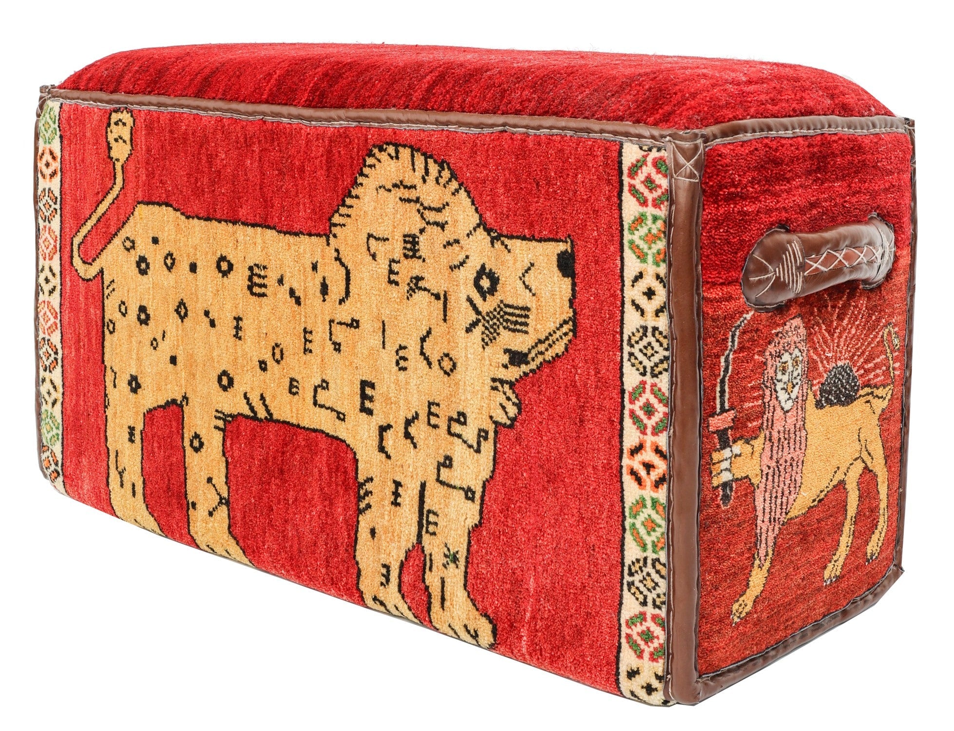 Lion Gabbeh Ottoman Tribal Rug