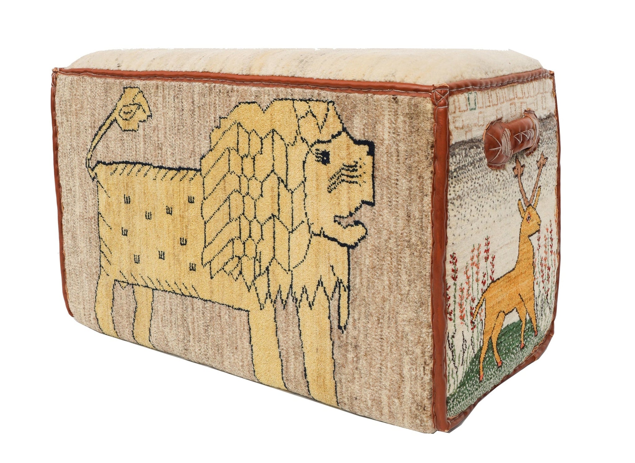 Lion Gabbeh Ottoman Tribal Rug