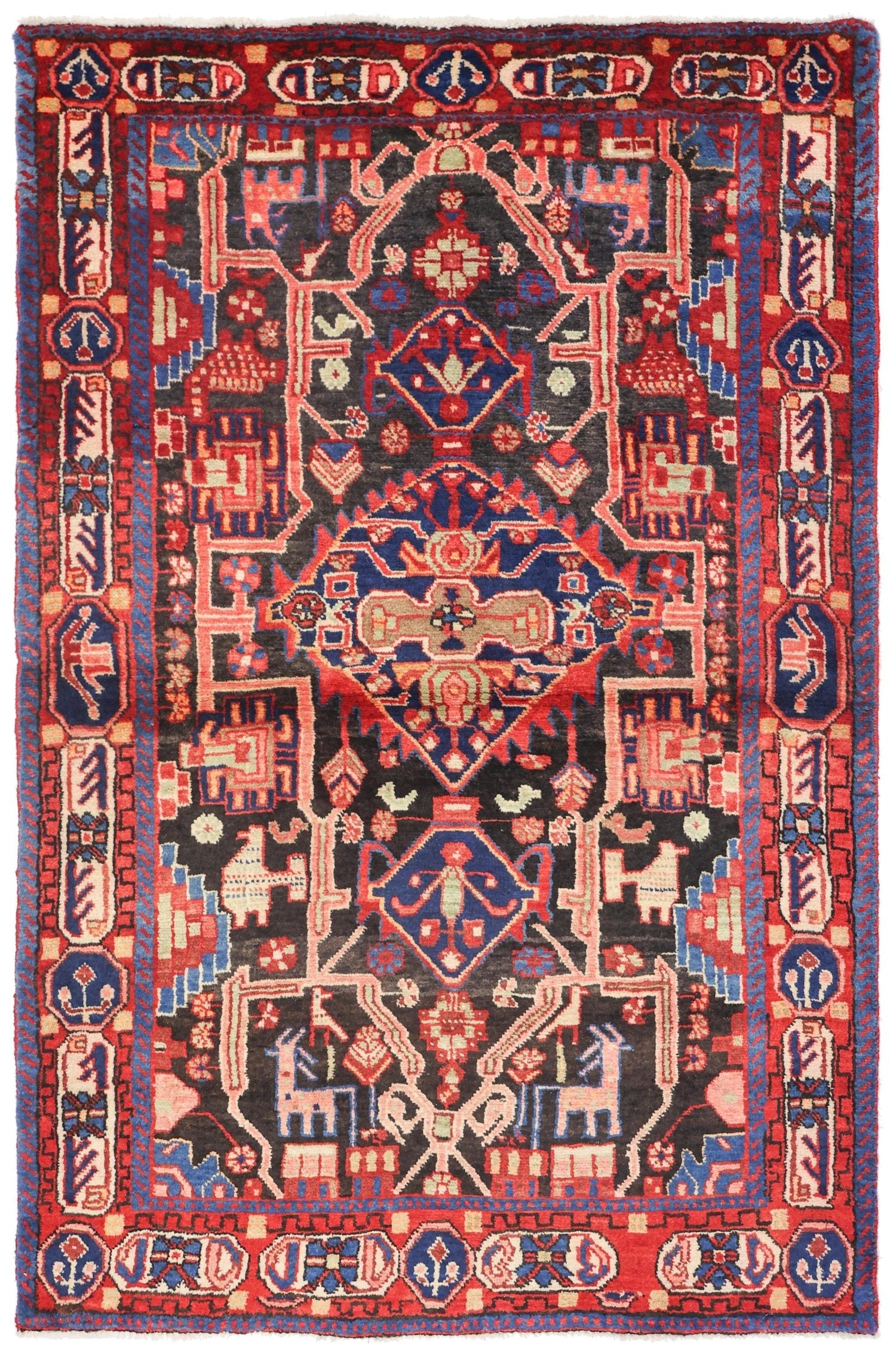 Vintage Nahavand Handwoven Tribal Rug