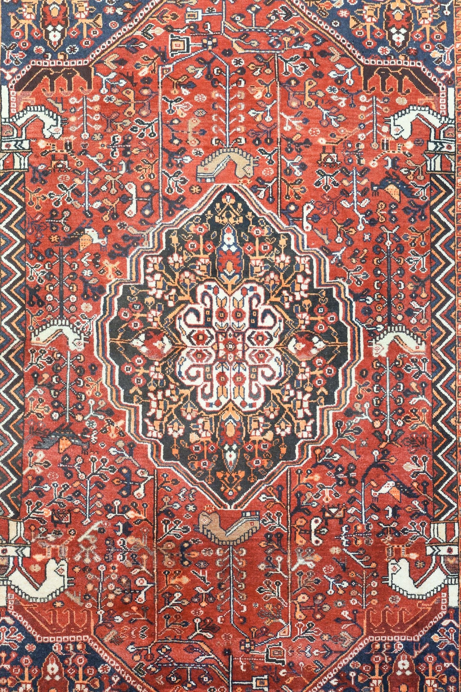 Vintage Qashqai Handwoven Tribal Rug, J75056