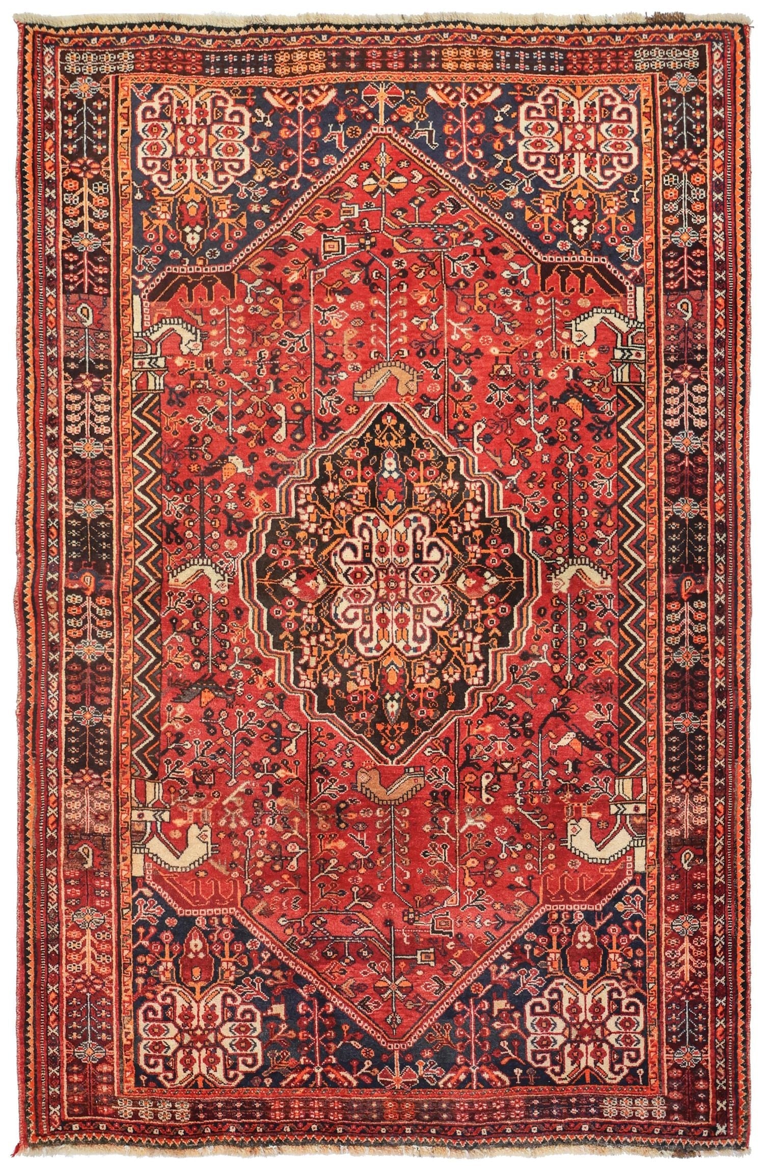 Vintage Qashqai Handwoven Tribal Rug