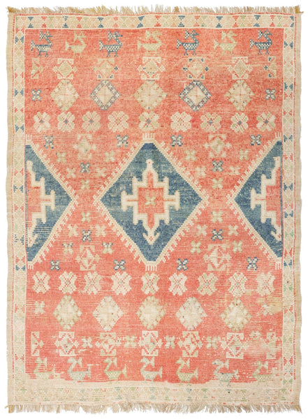 Vintage Rabat Handwoven Tribal Rug