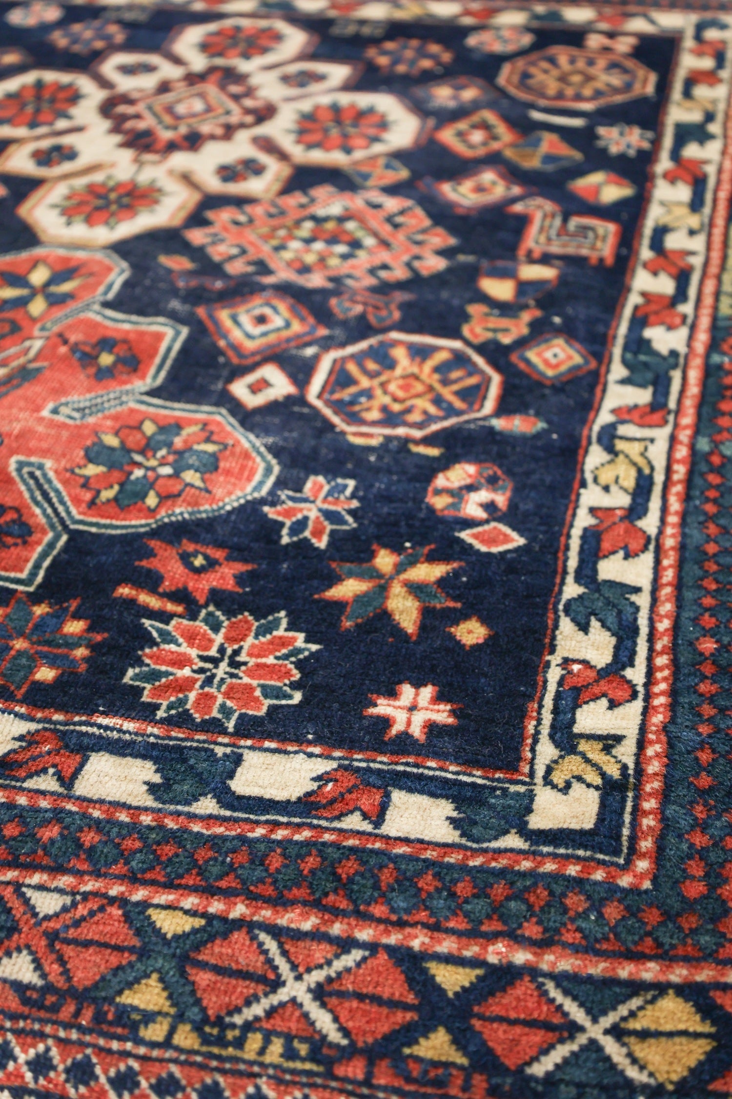 Antique Russian Shirvan Handwoven Tribal Rug, J76417