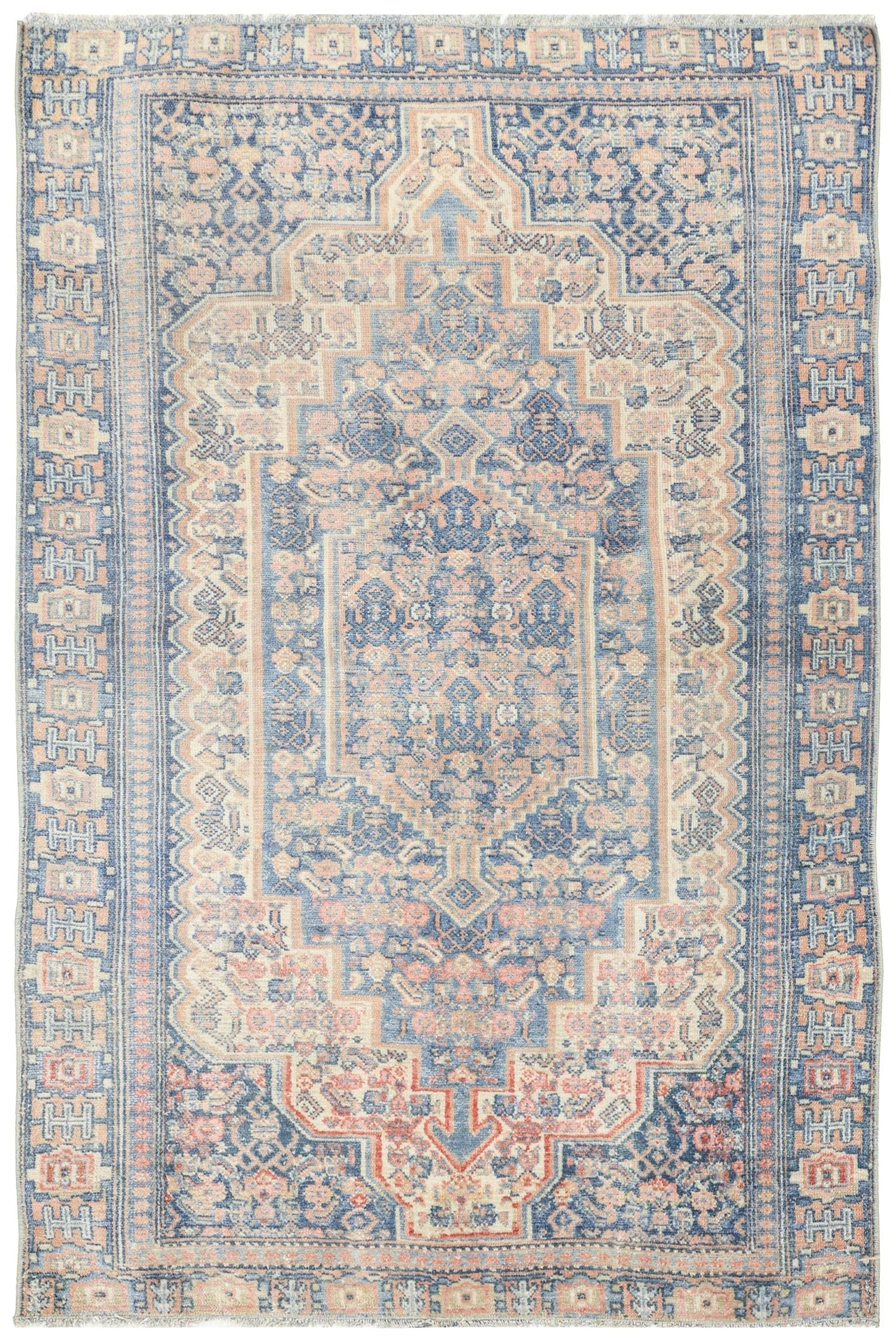 Vintage Senneh Handwoven Tribal Rug