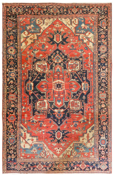 Antique Serapi Handwoven Tribal Rug