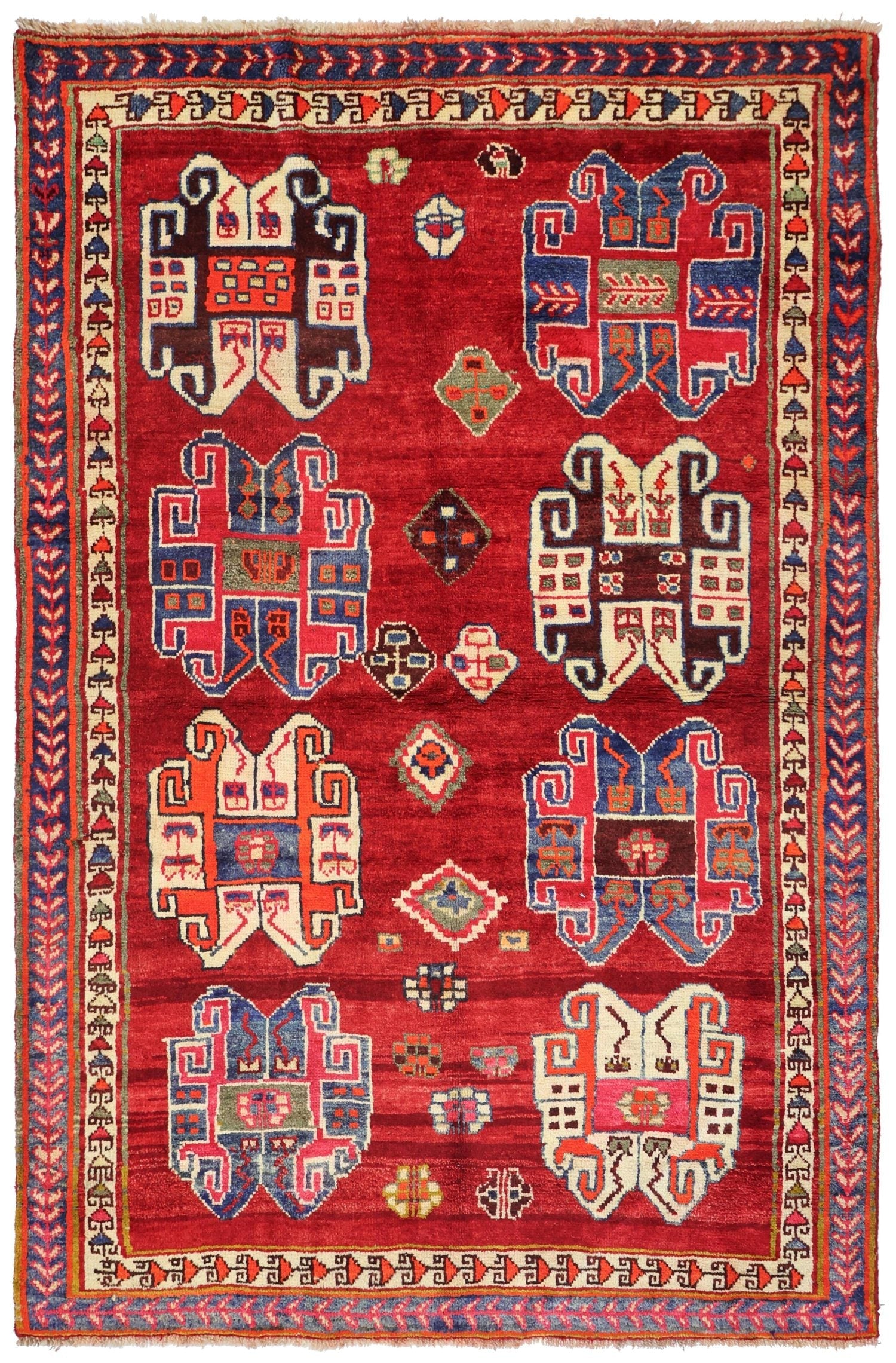 Vintage Shiraz Handwoven Tribal Rug