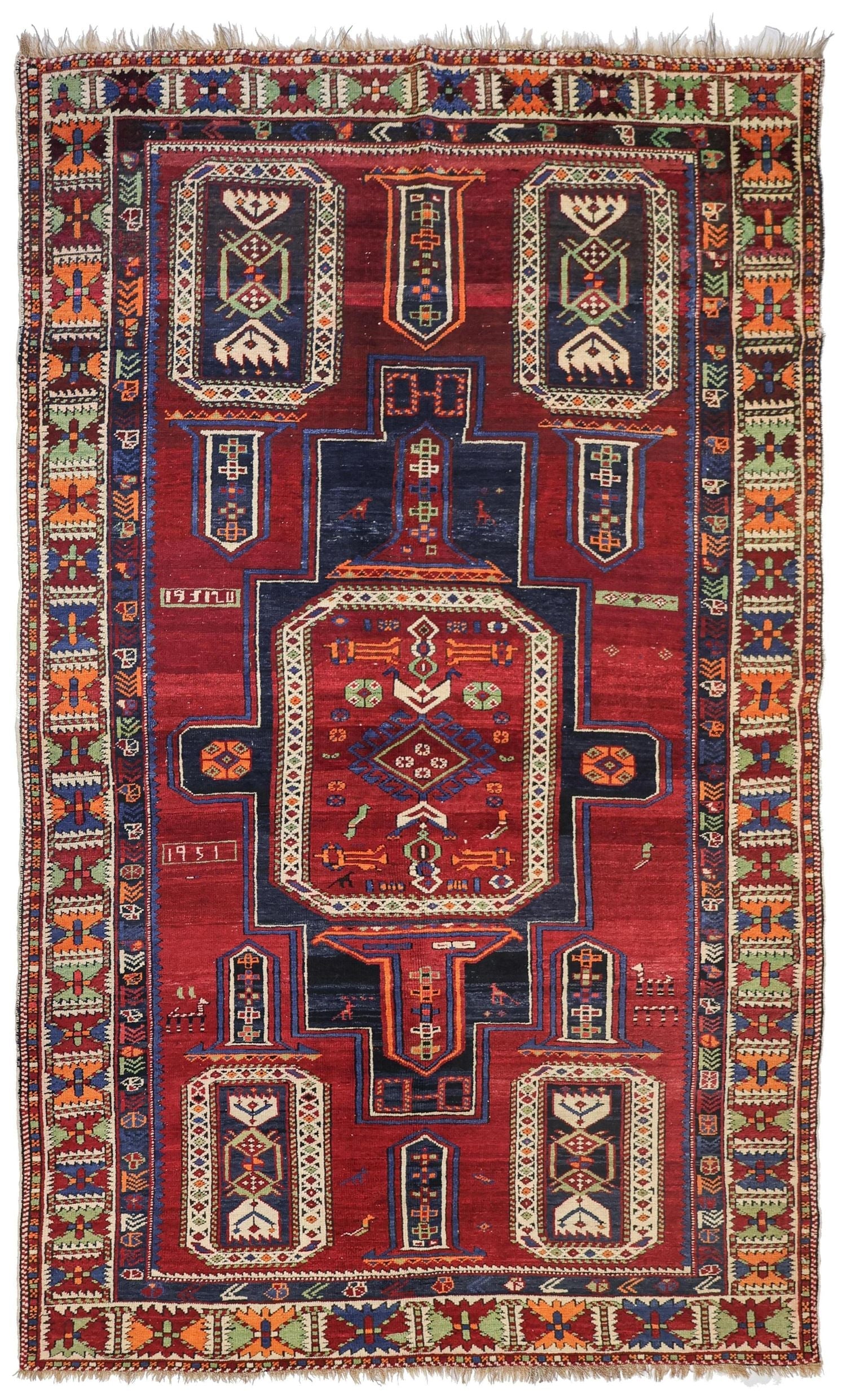 Vintage Shirvan Handwoven Tribal Rug