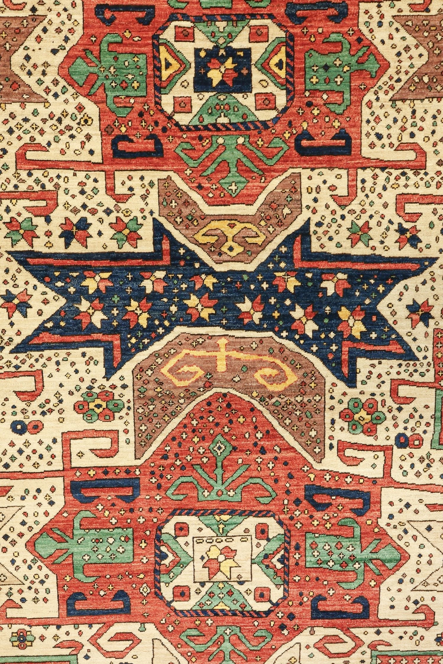 Star Kazak Handwoven Tribal Rug, J72086