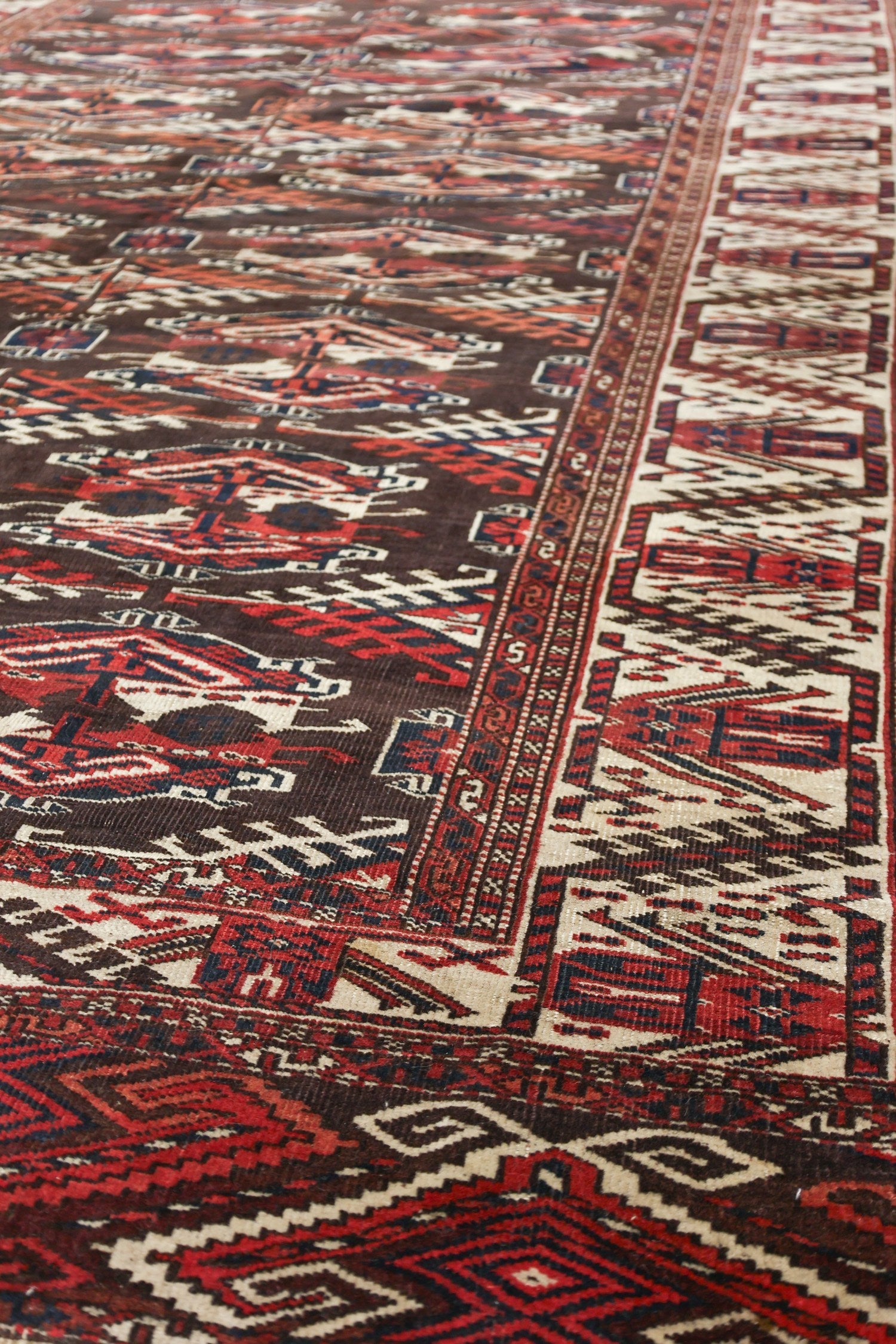 Antique Turkmen Handwoven Tribal Rug, J76461