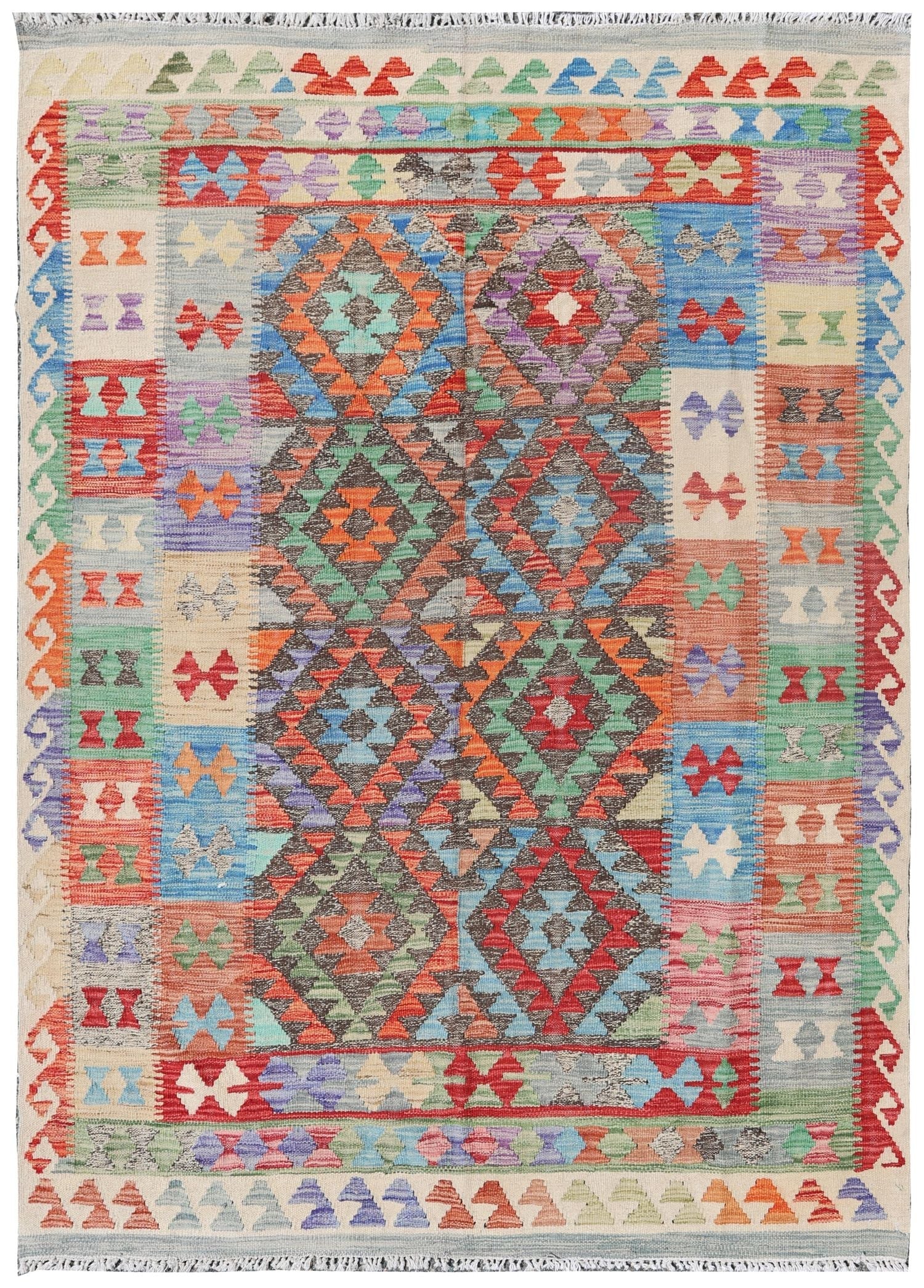 Uzbek Kilim Handwoven Tribal Rug