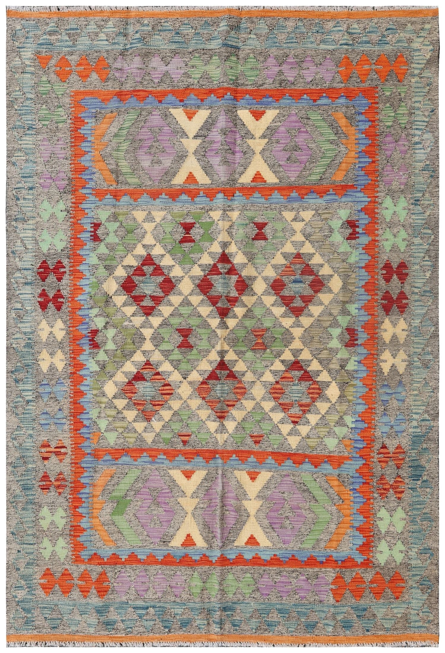 Uzbek Kilim Handwoven Tribal Rug