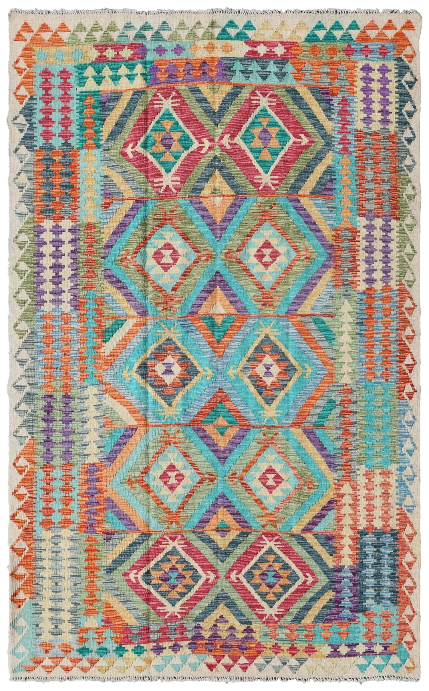 Uzbek Kilim Handwoven Tribal Rug