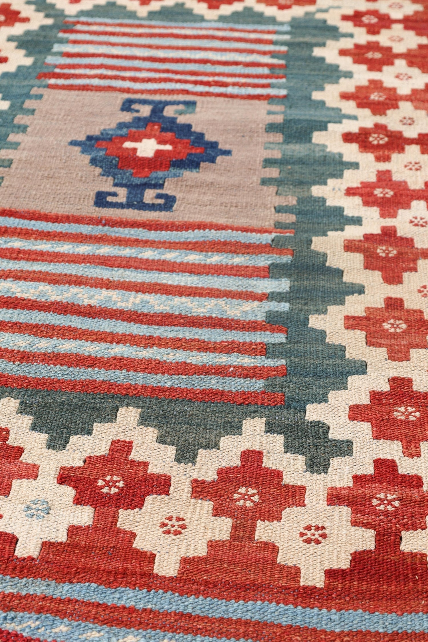 Uzbek Kilim Handwoven Tribal Rug, J72923