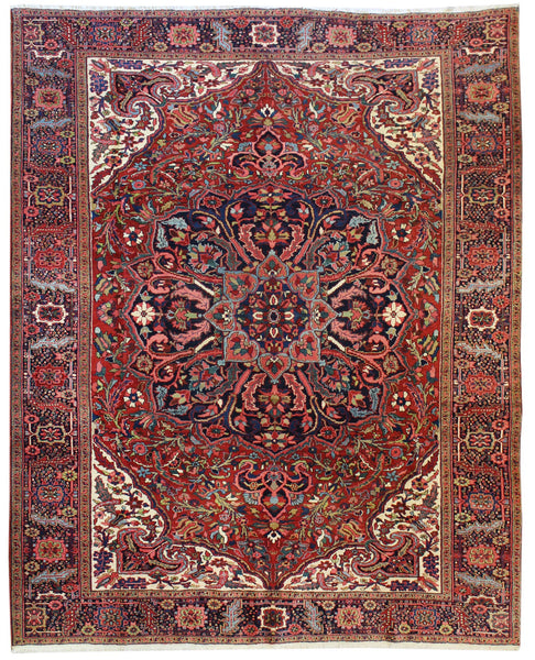 Antique Ahar Heriz Handwoven Traditional Rug