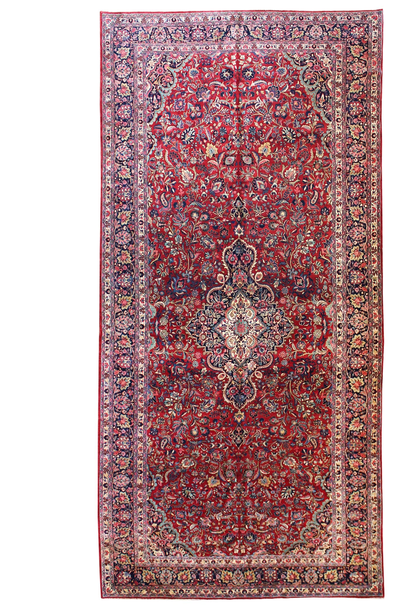 Antique Ekbatan handwoven rug JF8026: Red, detailed floral design, traditional Persian style.
