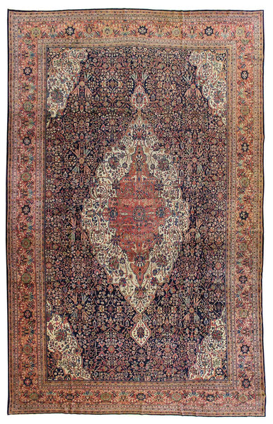 Antique Ferraghan Sarouk Handwoven Traditional Rug