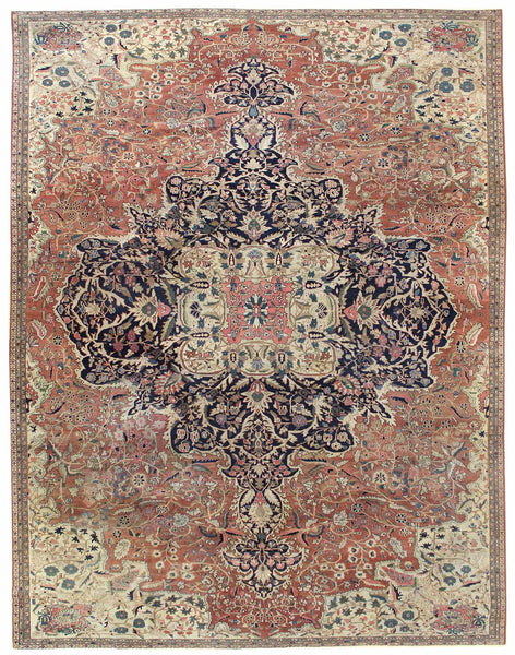 Antique Ferraghan Sarouk Handwoven Traditional Rug