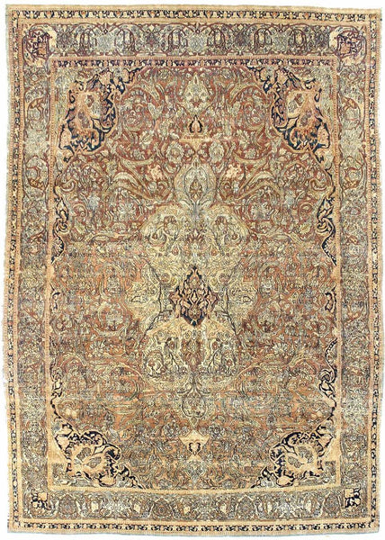 Antique Isfahan Handwoven Traditional Rug