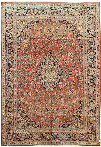 Antique Kashan Handwoven Traditional Rug