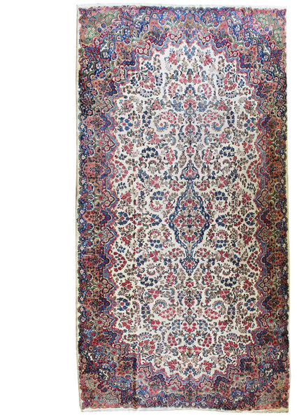 Antique Kerman Handwoven Traditional Rug