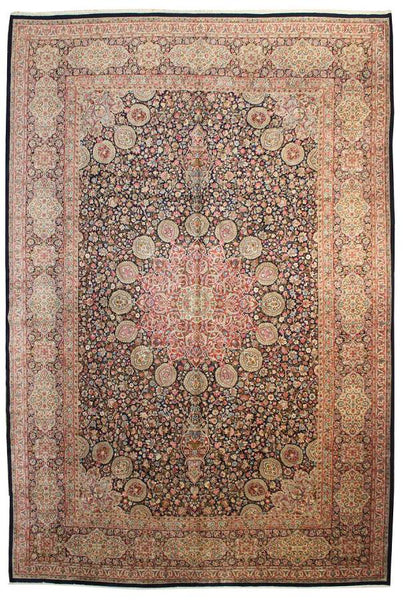 Antique Kerman Handwoven Traditional Rug