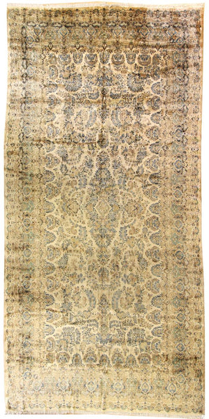 Antique Kerman Handwoven Traditional Rug