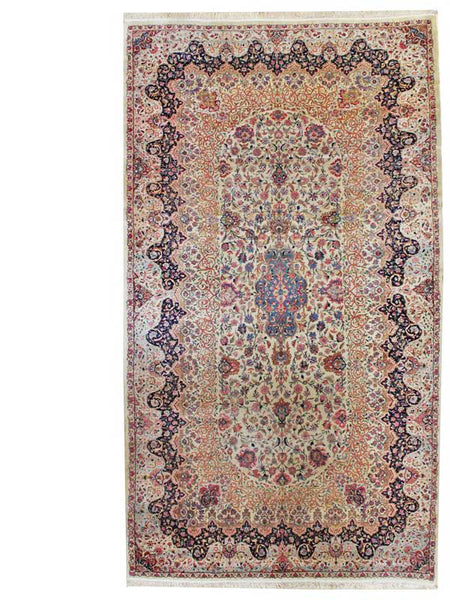 Antique Kerman Handwoven Traditional Rug