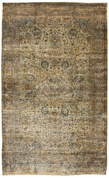 Antique Kerman Handwoven Traditional Rug