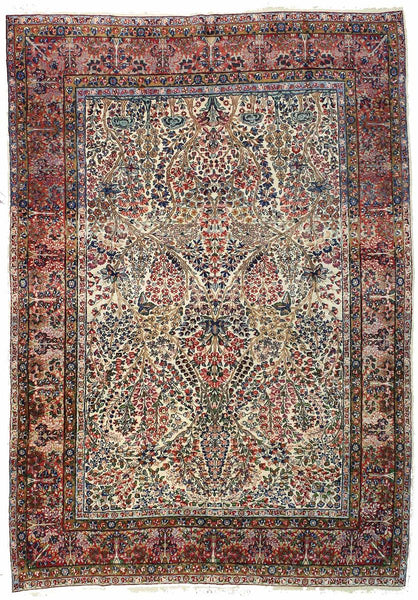 Antique Kerman Handwoven Traditional Rug