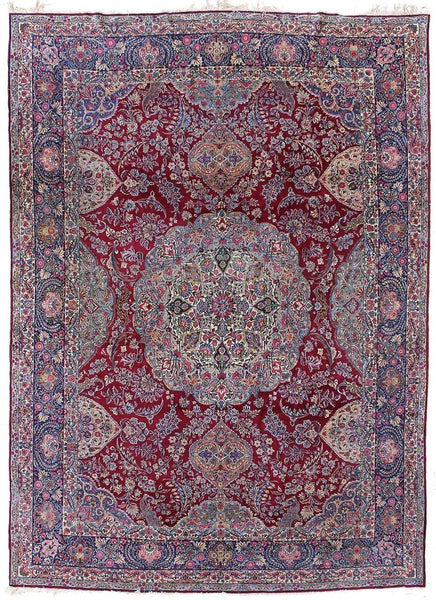 Antique Kerman Handwoven Traditional Rug