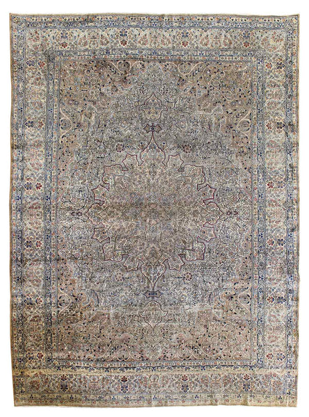 Antique Kerman Handwoven Traditional Rug