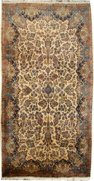 Antique Kerman Handwoven Traditional Rug