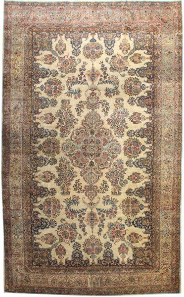 Antique Lavar Kerman Handwoven Traditional Rug