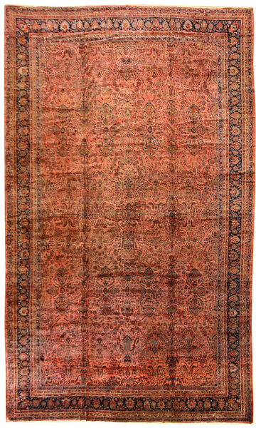 Antique Mahajaran Sarouk Handwoven Traditional Rug