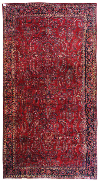 Antique Mahajaran Sarouk Handwoven Traditional Rug