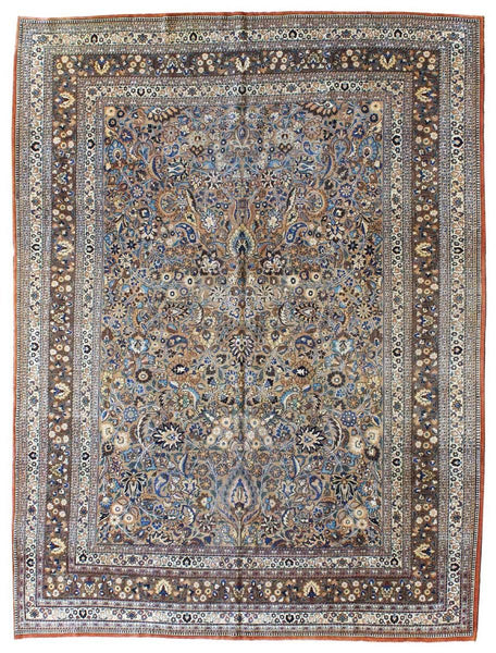 Antique Mashad Handwoven Traditional Rug